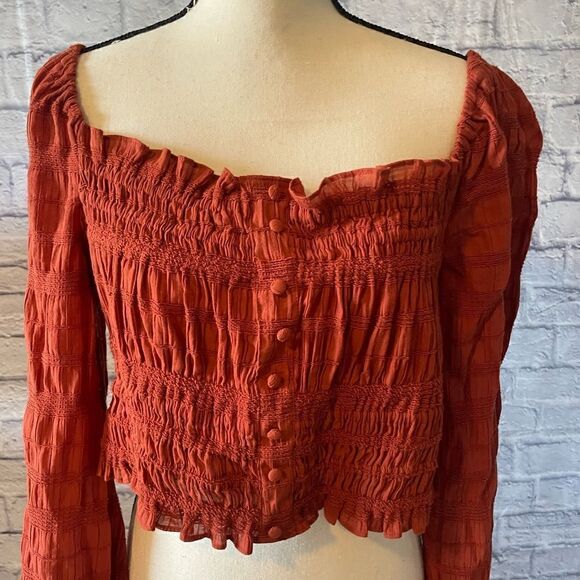 Gianni Bini - Brick Rylee Square Neck Long Sleeve Blouse XL NWT - Picture 3 of 5